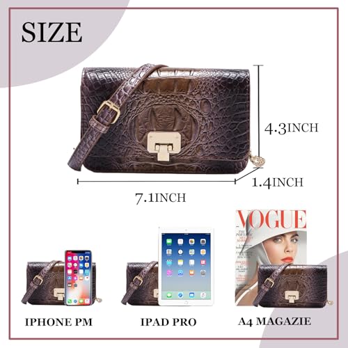 Image of Makcr Joacbv Small Crocodile Crossbody Cell Phone Purse for women Vegan Leather Clutch Wallet with Leather Shoulder Strap | Small
