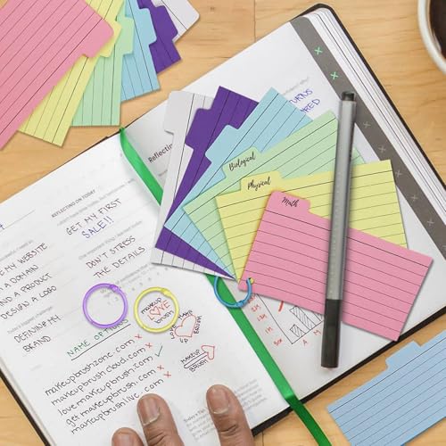 Tarjetas de índice rayadas con anillo para memorizar apuntes sin perder tus notas de doble cara 4
