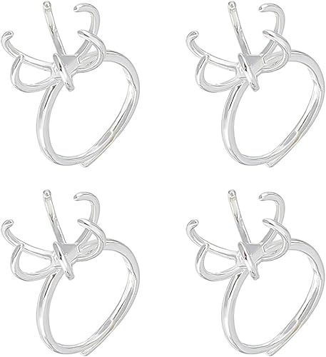 NBEADS 4 piezas de anillos de garra en blanco, bases de anillo de latón ajustables de 6 12 (0.665 in) 6 componentes de anillo de dedo base de anillo