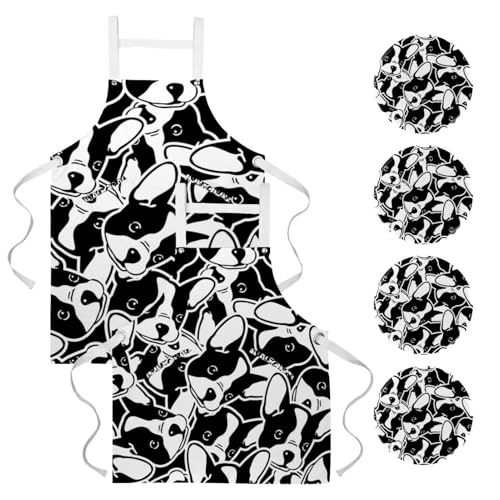 Tablier de cuisine pour pâtisserie et nettoyage domestique avec motif de chiot
