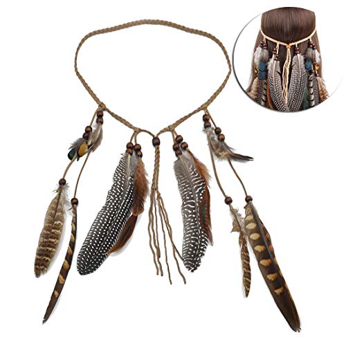 Accesorio para El Cabello Indio, Banda de Pelo de Plumas, Diadema de...