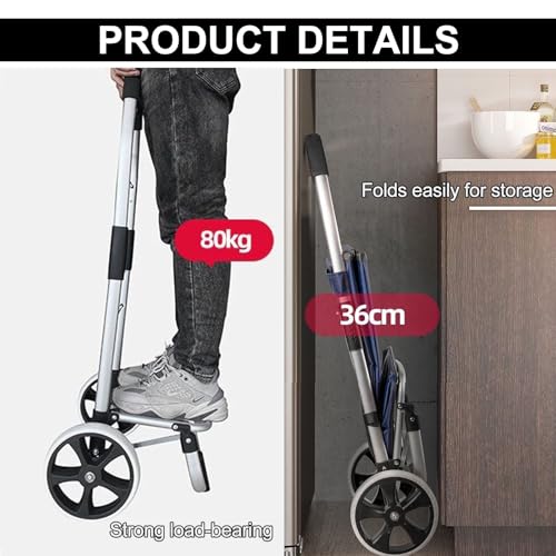 Tragbarer Einkaufswagen mit Rädern Multifunktionaler Trolley mit großer abnehmbarer Oxford-Stofftasche für Camping Reisen Wäsche - Perfekt für Lebensmitteleinkauf (Rot) – Bild 7