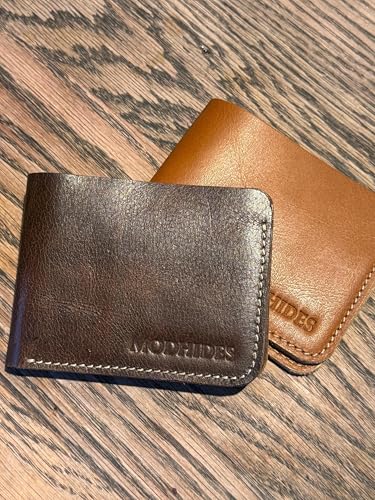 Image of Genuine Leather Wallet, Handcrafted Minimalist Bi-Fold, Premium Bovine Leather, Quick-Draw Card Pockets, Full-Length Cash Sleeve (Expresso Brown)