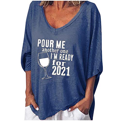 Gemi Funny Shirts for Women with Sayings Long Sleeve Inspirational Tshirts - Pour ME Another ONE I'm Ready for 2021