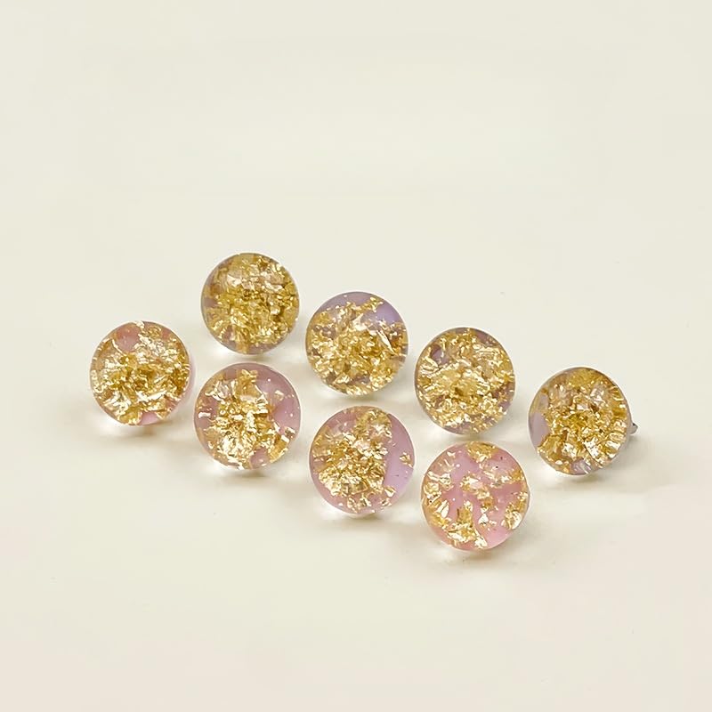 bottoni, Bottoni Con Perle In Resina Gambo Da 10 Mm In Lamina D'Oro, Confezione 50 Multicolori for La Lavorazione Di Stoffe(Pink)