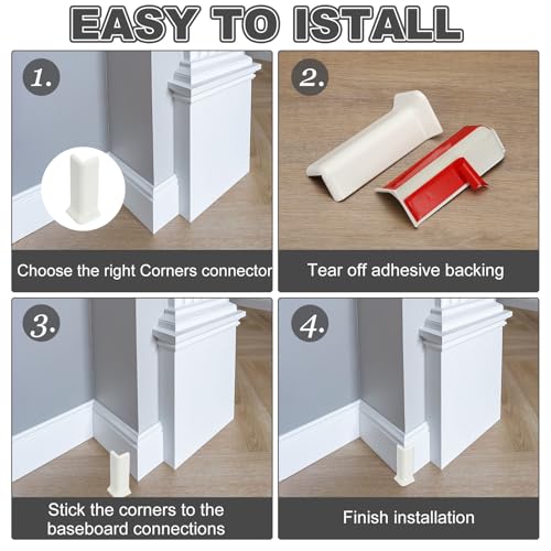 Blocs d'angle autocollants pour plinthe 10,2 cm uxcell blancs 4 pièces