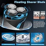 Snapbuy Electric Razor for Men, Snapbuy Electric Razor Pro of Father, Electric Shavers for Men,Ipx7 Waterproof Cordless Shaver with 90-Min Runtime, 4D Floating Head Rotary Shaver, Fast Charging(Blue) - Image 4