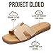 Project Cloud 100% Genuine Leather Sandals for Women 2026 - Fashion Flat Womens Sandals with Memory Foam Insole Slides Sandals Women Footwear - Mules Women's Sandals (Jannel,Raffia,6)