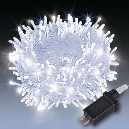 Etinga 100 LED String Lights 33ft Cool White Plug in Fairy Lights with 8 Modes Indoor Outdoor Christmas Lights for Bedroom Tree Patio Porch Wedding Holiday Decorations (Cool White 100 LED 33ft)