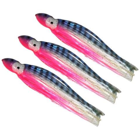 ColdTuna 6.5 Inch Squid Octopus Skirt - Transluent Purple & Pink & Black Tread Stripe (3 Skirts) Cover