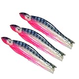 ColdTuna 7.5 Inch Squid Octopus Skirt - Transluent Purple & Pink & Black Tread Stripe (3 Skirts)