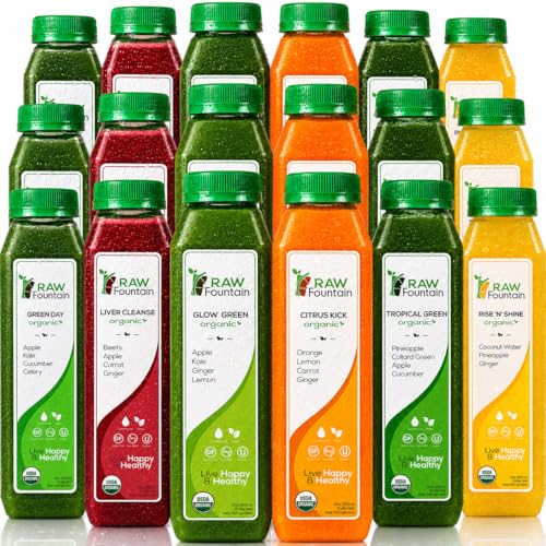 RAW Fountain 3 Day Juice Cleanse Certified USDA Organic All Natural Raw Detox Cleanse Juicing for Body Reset Cold Pressed Juice Fast Kosher Gluten Free NO Added Sugar 18 Bottles 12oz