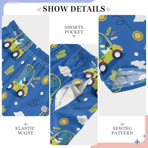 ZZXXB Dinosaur Riding Car Boys Long Pants Soft Trousers Elastic Waist Kids Lounge Bottoms with Pockets S-XL4