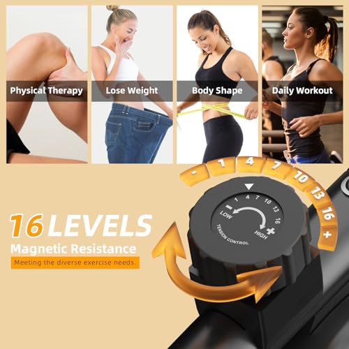 Image of VANSWE Recumbent Exercise Bike for Home Seniors with 380 LB Weight Capacity | Fit 5'1 inch-6'1 inch, 16-Level Magnetic Resistance, Bluetooth App Connectivity, Whisper Quiet(＜10DB), Back-lit LED Display & Pulse