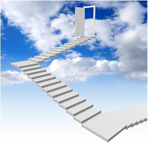 Miniatura 10 de Telón de fondo de escalera al cielo enviado de 4 x 4 pies para sesión de fotos, escaleras del paraíso, nubes sagradas, telón de fondo de fotografía