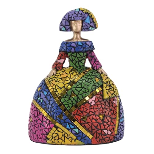 CAPRILO Figura Decorativa de Resina Menina Multicolor. Adornos y Esculturas. Regalos Originales. Decoración Hogar. 12,50 x 9 x 17 cm.