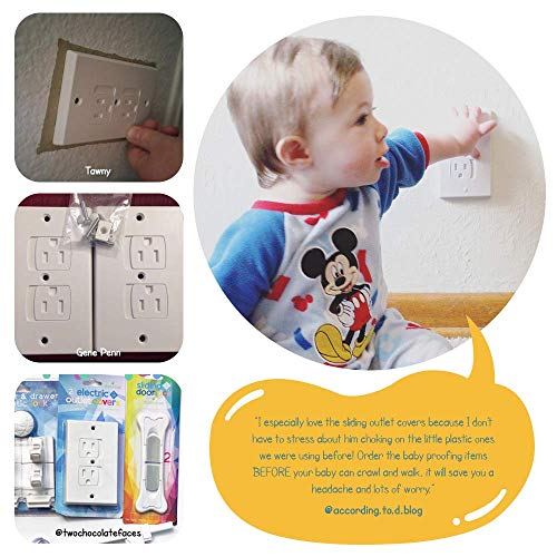 Child Safety Electrical Outlet Covers for Baby Proofing - Best Childproofing Self Closing BPA Free Wall Socket Plate, Better Than Plugs (Set of 6, White) - Thumbnail 3