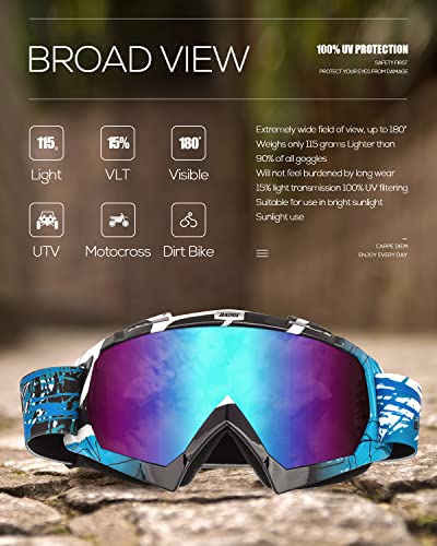 Image of BATFOX Dirt Bike ATV Goggles Motorcycle Gear Riding Motocross Dirtbike 4-Wheeler MX DH Accessories Goggles Glasses for Men Women Youth UV400 Protection Dust-proof Anti-Slip Strap