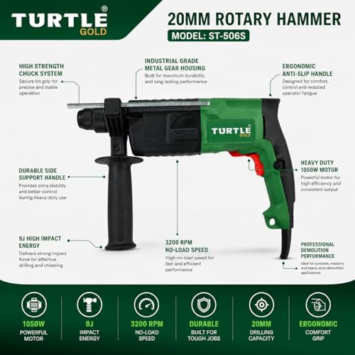 Image of ST-506S Rotary Hammer Drill 20mm, 840W, 220V Heavy Duty SDS Plus Hammer for Concrete Drilling & Chiseling