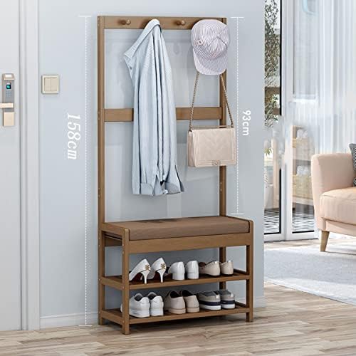 Multifunctional Entryway Furniture - 3-in-1 Bamboo Hall Tree with Coat Hooks and Shoe Storage Bench, Space-Saving Organizer for Home Entry