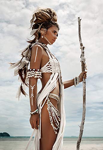 Orlco Art Impression sur Toile pour décoration de Salon Motif Fille Indienne, b, 48" X 32" (120cm X 80cm) with The Stretched