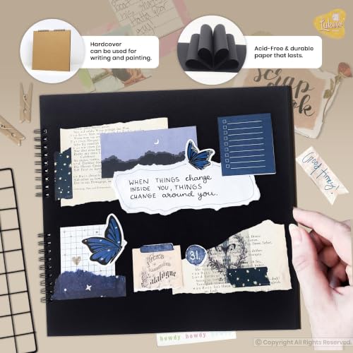 Image of Lakeer | 12x12 inch | Wiro Bound Sketchbook | 250 GSM Brown Paper Sheets | Acid Free | 25 Sheets | for Sketching, Drawing, Painting, Scrapbooking (Black)