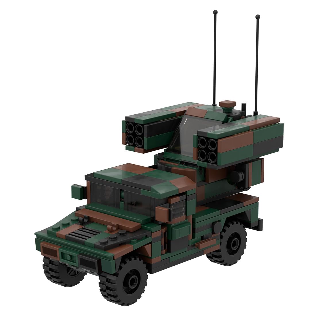 Juego de construcción de bloques de construcción militares, camuflaje vehículo de cohete con 4 minifiguras, vehículo militar, modelo de tanque blindado del ejército, juguete para adultos