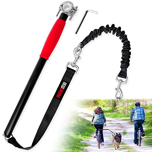 NEWURBAN - Fahrradleine für Hunde - Einfache Installation und Demontage - Freihändiges Hundefahrrad - Trainingsleine für Training, Joggen, Radfahren und Outdoor - Sicher mit Haustieren - Roter Griff