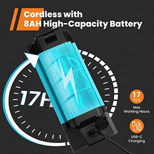 GoGonova Rechargeable Work Lights with Stand, Cordless Work Light with Triple LED Lamps, 8AH Battery, 700/1200/2200 Lumen, 4000/6500K Dimmable Led Work Light Kit with Detachable Tripod