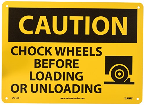Panneau OSHA Caution CHOCK WHEELS de sécurité pour calage de camion avec pictogramme