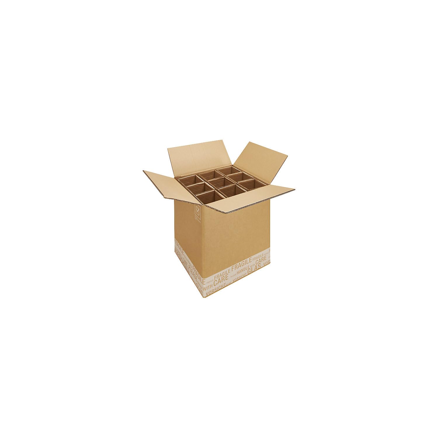 ratioform | Flaschenkarton Post/DHL | mit Kartoneinlage | VE 10 Stk | Innenmaße 320 x 305 x 369 mm | für 9 Flaschen