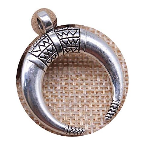 honggui1111-10pcs 34x27mm Horns Charm Crescent Moon Pendants for Jewelry Making Antique Silver Color Punk Cow Horn Pendants Charm Cover