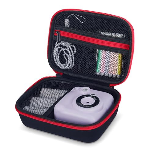 Hikkon Kids Camera Case Fit for Hangrui/Dylanto/GREENKINDER/GKTZ/Gofunly/HiMont,Portable Kids Instant Print Camera Storage Holder Organizer Bag (Case Only) - Black&Red