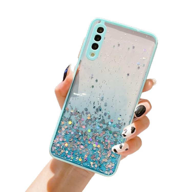 Image of VONZEE Case Compatible with Samsung Galaxy A50 /A50s /A30s, Non Moving Glitter Cover for Girls & Women Soft TPU (Mint Green)