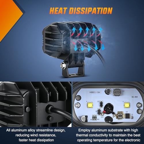 Image of Nilight LED Pod Light 48W 4 Inch 2 PCS Yellow Spot Beam Driving Lights LED Pods IP67 Waterproof Auxiliary Offroad Lighting for Truck Tractor SUV ATV UTV Golf Cart Boat Motorcycle Dirt Bike