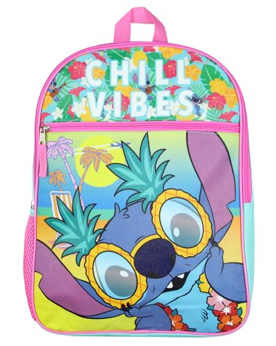 Mochila de viagem escolar Disney Lilo and Stitch Chill Vibes Tropical 40,6 cm, Azul-petróleo, One Size, Tropical