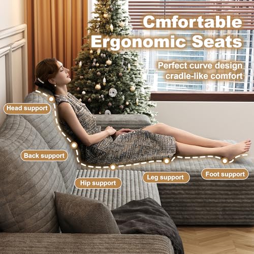 Image of 96 inch Sectional Couches for Living Room Cloud Couch Sofa with L-Shape Upholstered Boneless Couchs Modern Modular Sectional Couch with Chaise