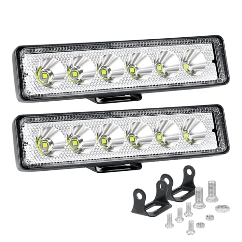 Willpower 2PCS Mini Led Arbeitsscheinwerfer Bar 6 Zoll 18W LED Scheinwerfer 12V 24V Spot Zusatzscheinwerfer Wasserdicht LED Light Bar für Auto Traktor Offroad SUV UTV ATV 4x4
