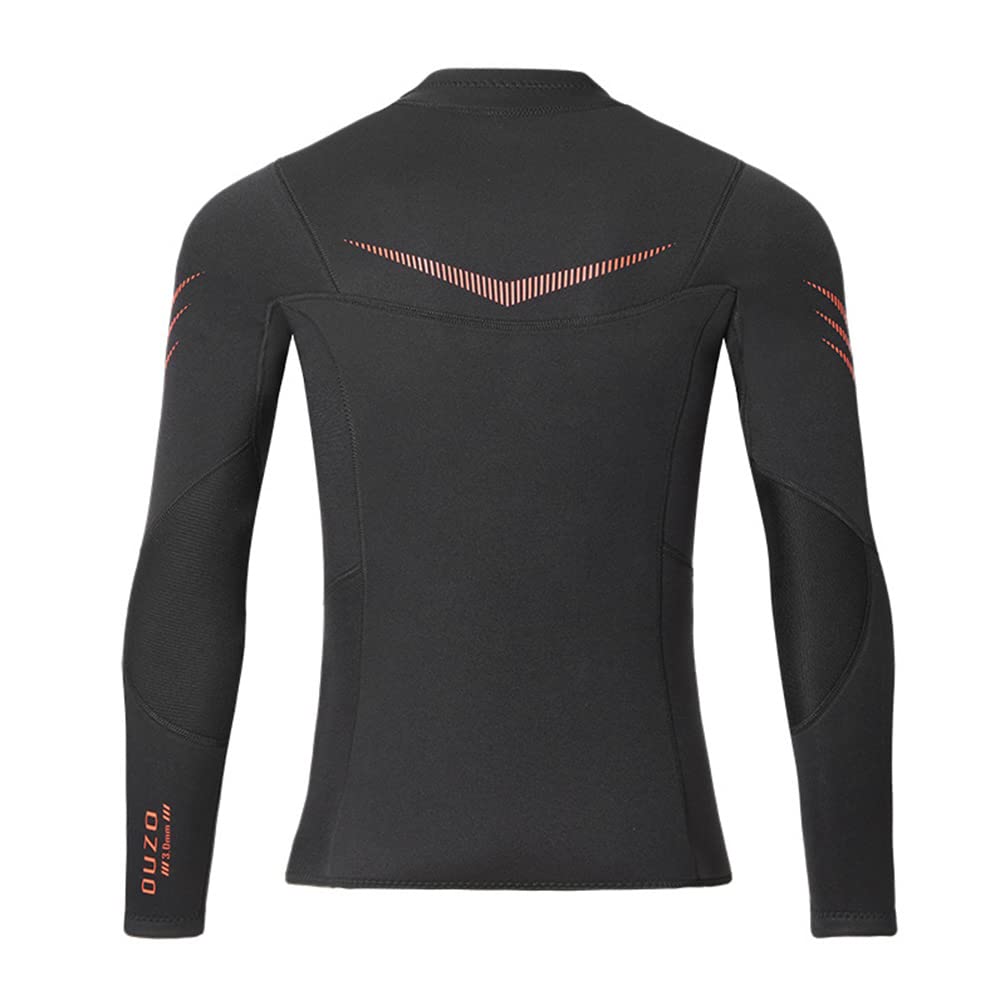 Homme Veste de Plongée 3MM Néoprène Combinaison de Plongée Top Snorkeling Surf Stretch Fermeture éclair Avant Manches Longues Chaud Confortable Vetement Plongée