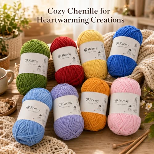 Image of Skinny Chenille Yarn for Crocheting - 6 Pack of 50g /158yd (948yd Total) - Soft Matte Thin Chenille CYC #2 - Fine Weight Baby Yarn for Plush Toys, Baby Blankets & Small Crafts(Light Purple)