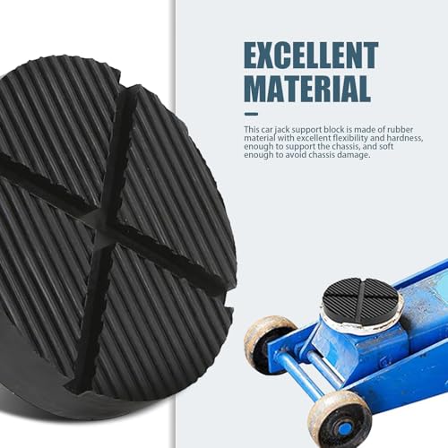 Image of 1 PC Car Floor Jack Support Rubber Block, 4.92 inch Diameter Jack Pad Adapter, Cross Slotted Puck Pinch Weld Side Frame Rail Protector, Universal for Most Cars (Black)