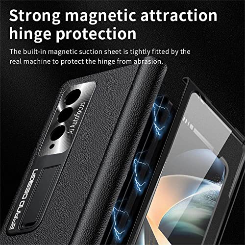 Coque Samsung Z Fold 4 coque de protection intégrale antichoc en cuir gris - 4