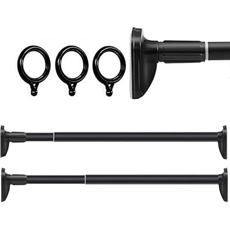 Amazon Scktoo カーテン突っ張り棒 2m 3m アジャスターポール 伸縮突っ張り式カーテンレール 強力タイプのつっぱり棒 幅 130 240cm 角形 ブラック 18カーテンリング カーテンレール ポール オンライン通販