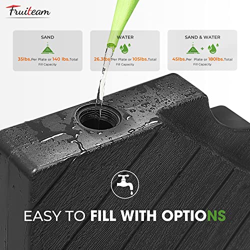 Image of FRUITEAM Patio Offset Umbrella Base Stand, 180 LBS Sand Filled Outdoor Base Heavy-Duty for Cantilever Umbrellas, Large Easy-Fill Spouts for Water & Sand Filling