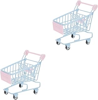 Operitacx 2 Peças Mini Carrinho De Compras Coisas Aleatórias Carrinho De Compras Jogar Mercearia Pequeno Carrinho De Mão Mesa Vans Carrinho De Compras Mesa Carrinho De Compras Em Miniatura