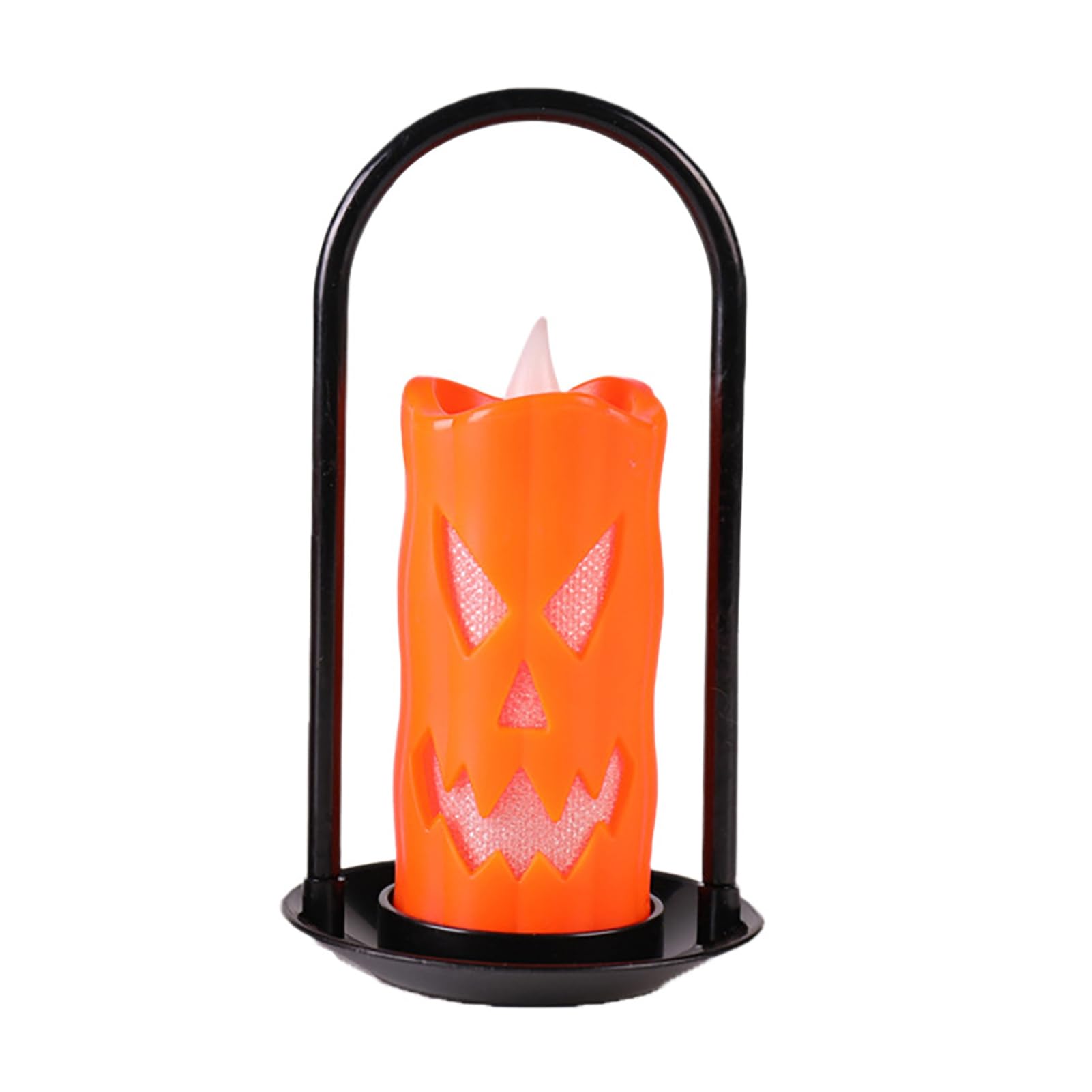 Tuxoiou Flickering Flameless Candles, Realistic Moving Wicks Candles, Spooky Face Handheld Candle Light for Halloween,Christmas,Home Decor Orange