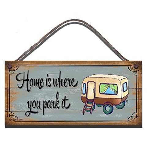 Gigglewick Gifts Funny Sign Shabby Chic Wooden Wall Plaque New Home is Where You Park It Caravan Cover
