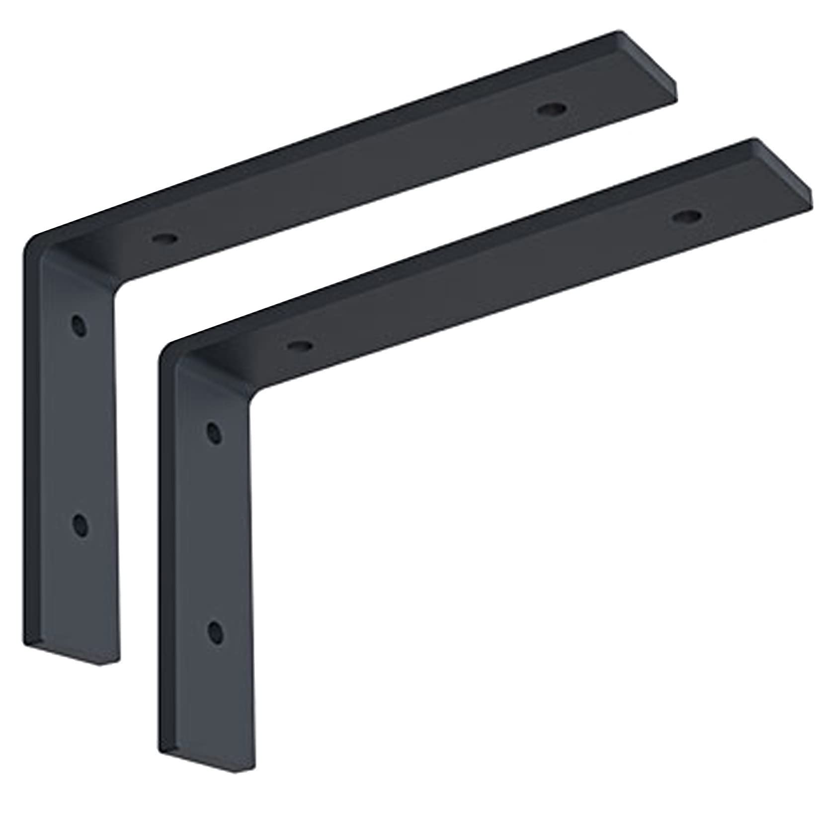 Floating Shelf Brackets, 2 Pcs of Heavy Duty Industrial Shelves Bracket, DIY L Brackets for Shelves Support, Wall Mounted Shelving with Hardware Included (Color : Black, Size : 200 * 110cm)