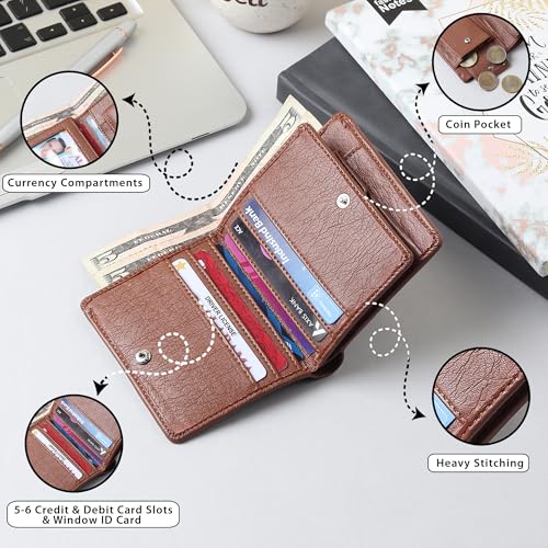 Image of VEMILIO Mens Wallet Belt Combo | Vegan Leather Bi-Fold Wallet with Coin Pocket & Reversible Belt | Gift Combo Set for Men & Boys (Tan)