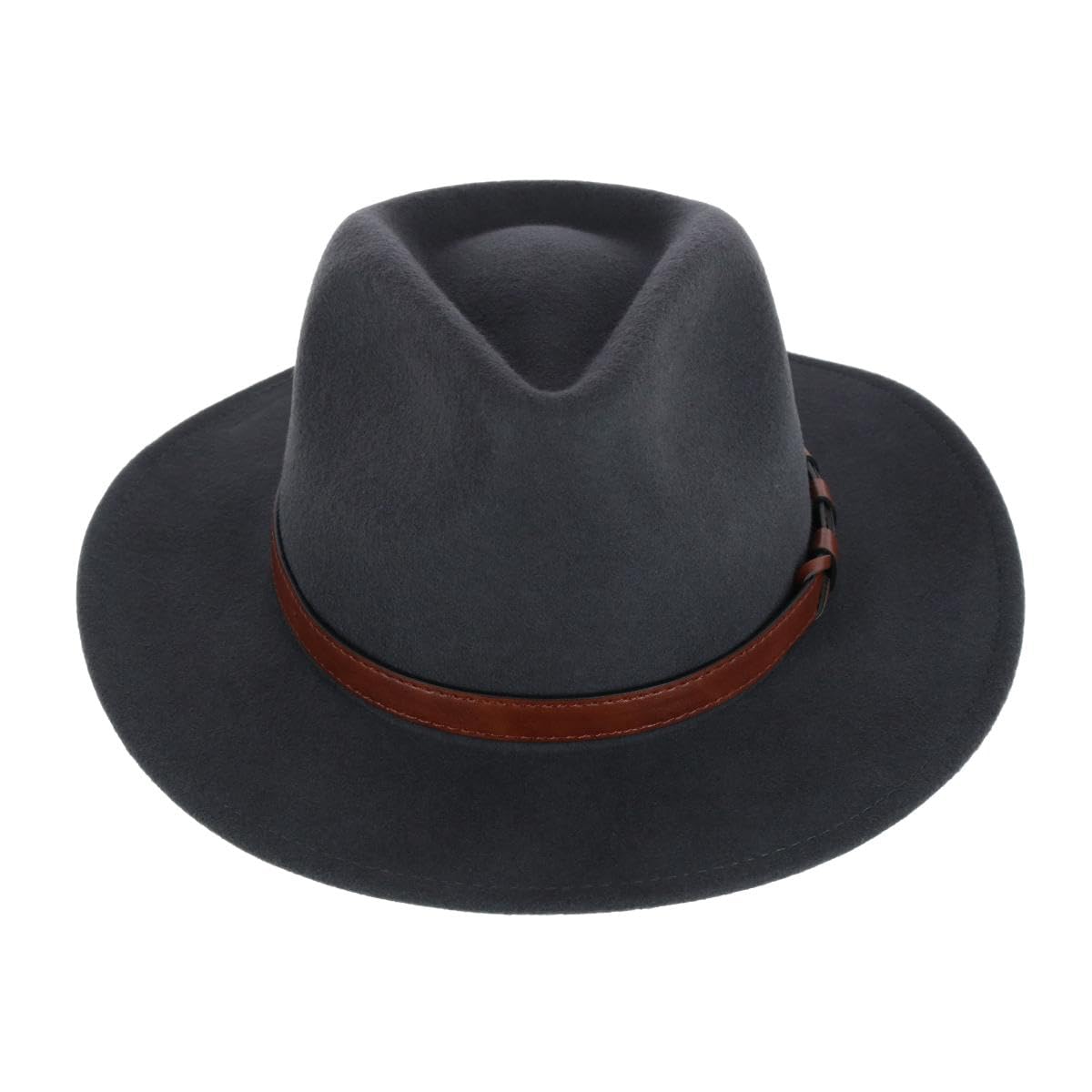 Kenny K Men's Australian Wool Fedora with Leather Hatband, Large, Charcoal